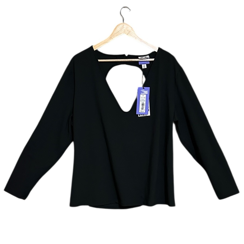 Future Collective NWT Brushed Open-Back Long-Sleeve V-Neck Black Size 2X